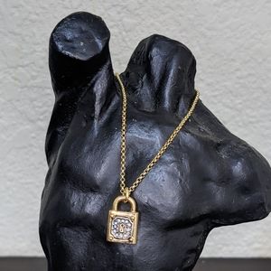 Juicy Couture Lock Crystal Gold Necklace